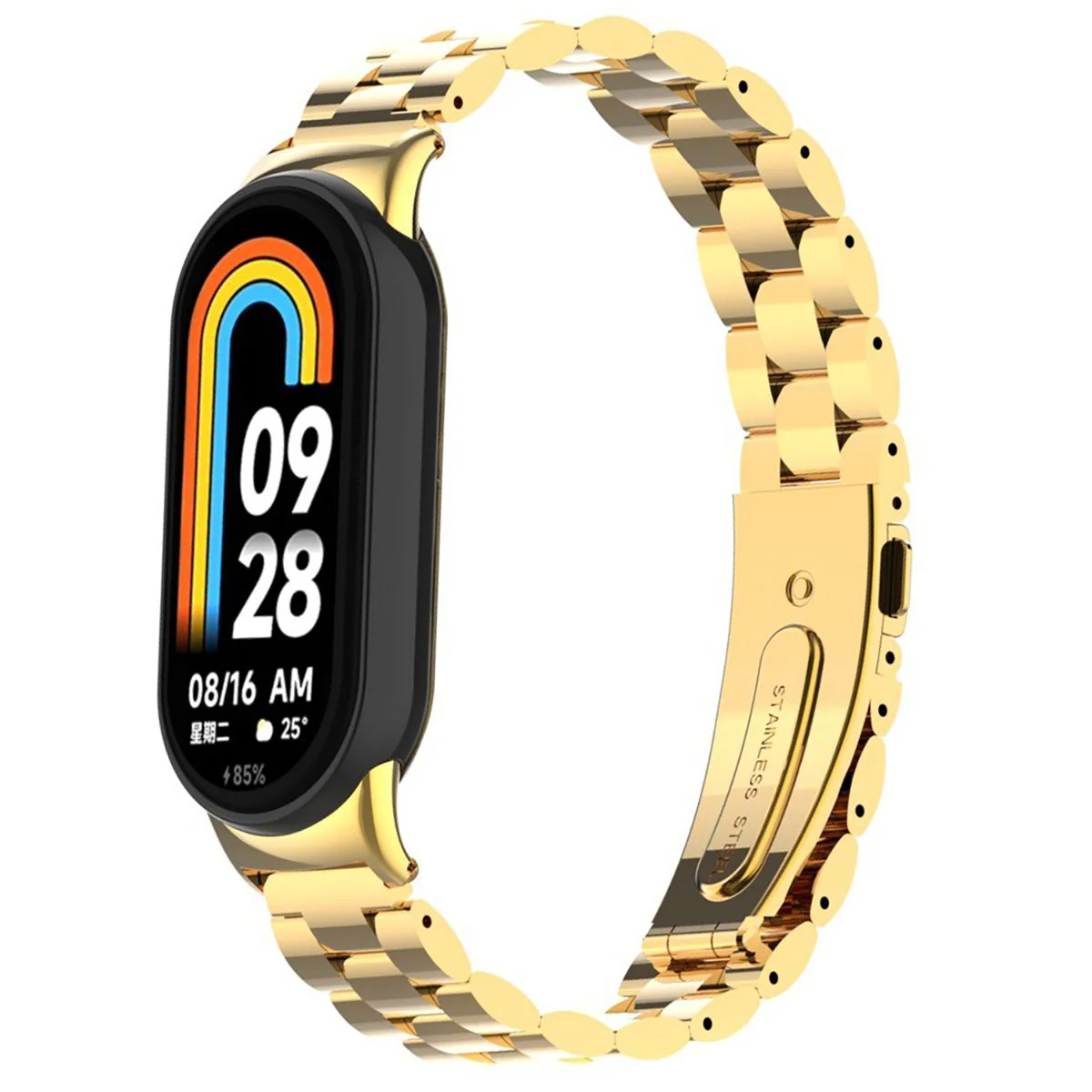 Edelstahl Armband für Xiaomi Smart Band 10 / 9 / 9 NFC / 8, Bizon Strap Watch Aura, Gold - Image 2