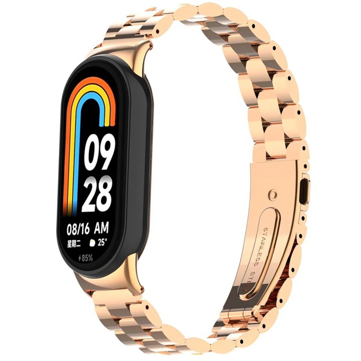 Edelstahl Armband für Xiaomi Smart Band 10 / 9 / 9 NFC / 8, Bizon Strap Watch Aura, Rosa Gold - Image 2