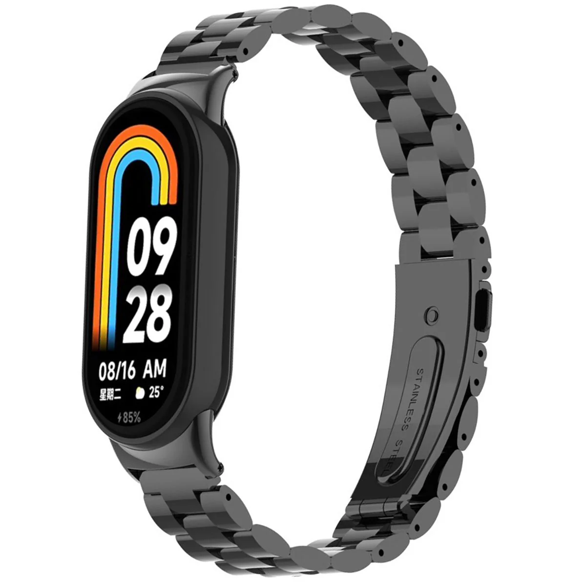 Edelstahl Armband für Xiaomi Smart Band 10 / 9 / 9 NFC / 8, Bizon Strap Watch Aura, Schwarz - Image 2