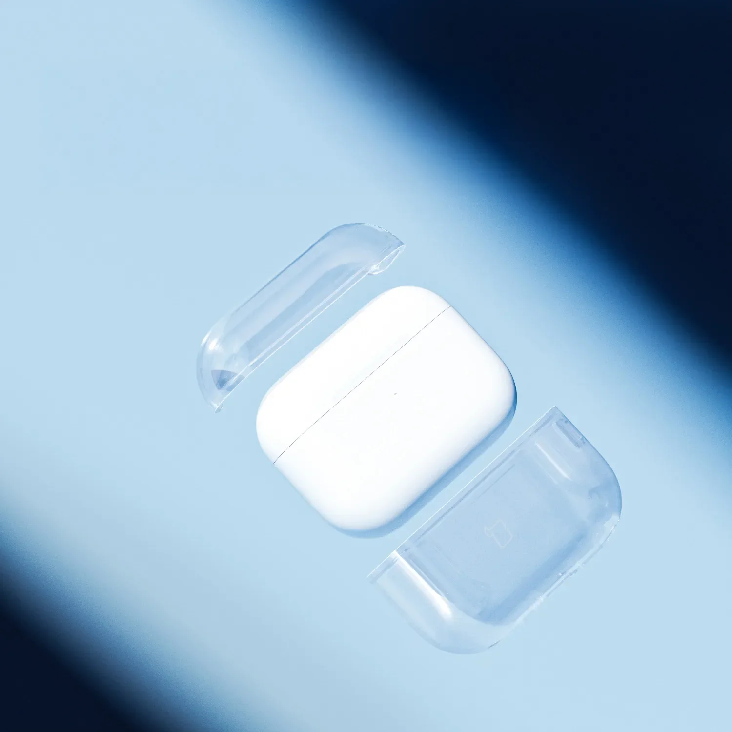 Elastische Hülle mit Karabiner für AirPods Pro 3, Bizon Case Headphone Clear, Transparent-Blau - Image 3