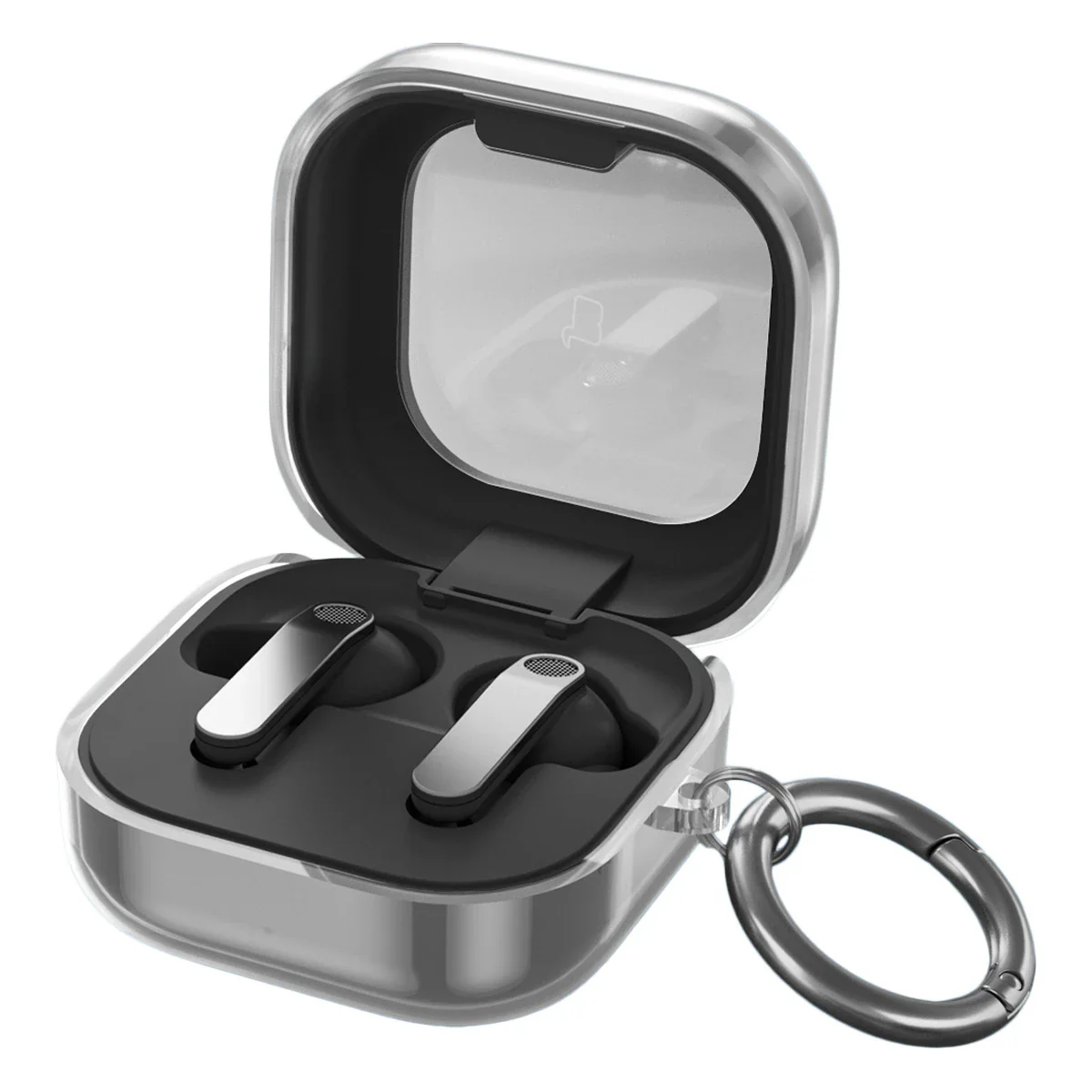 Elastische Hülle mit Karabiner für Galaxy Buds 4 / 4 Pro, Bizon Case Headphone Clear, Transparent