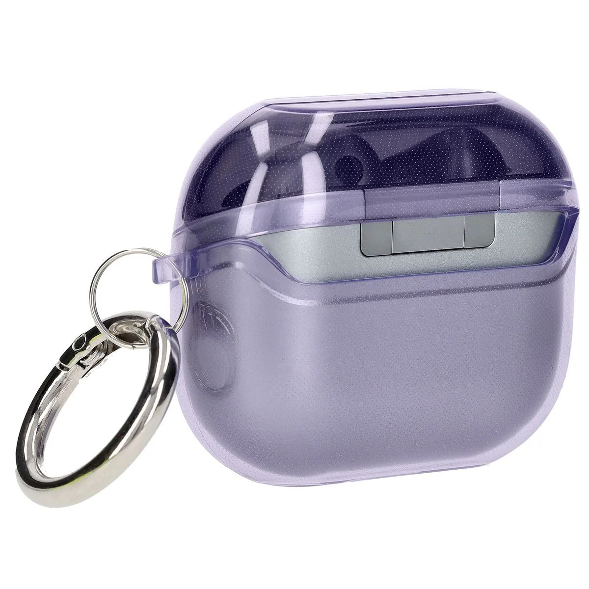 Elastische Hülle mit Karabiner für Galaxy Buds 3/3 Pro/3 FE, Bizon Case Headphone Clear, Transparent-Violett - Image 5