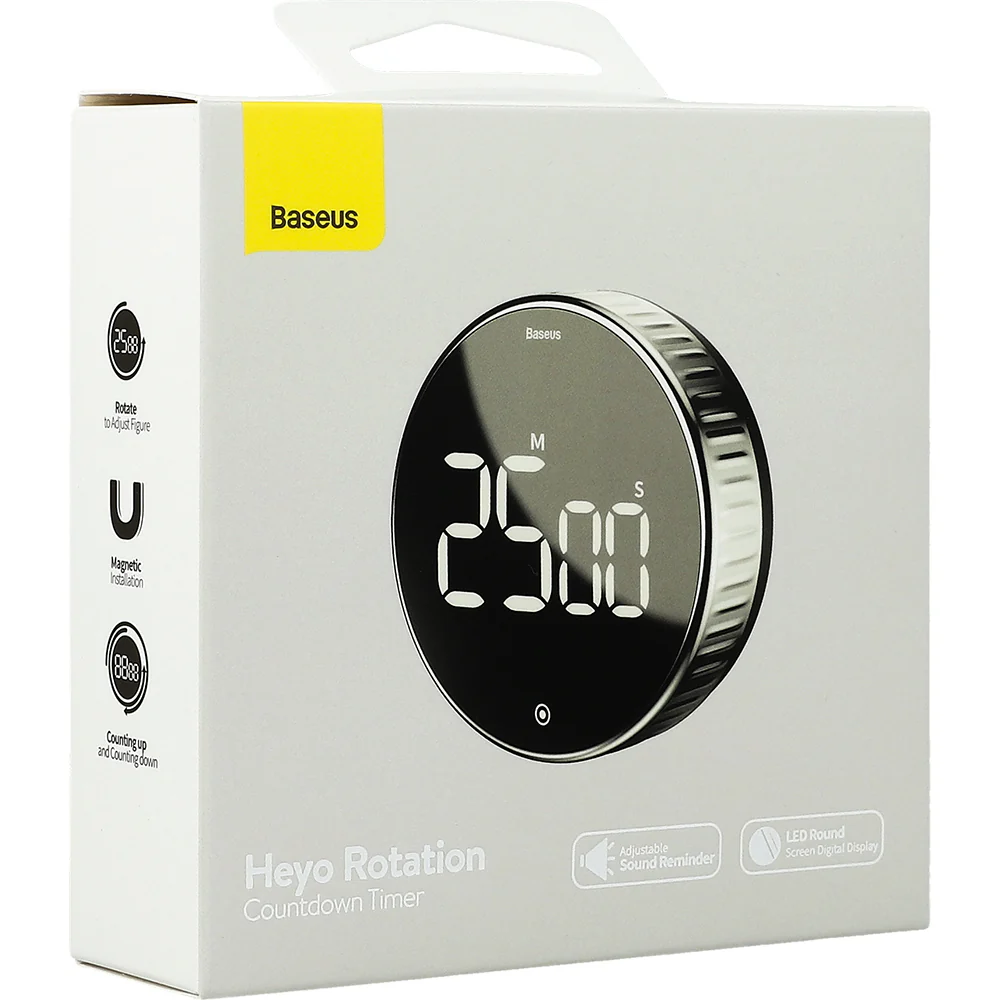 Elektronischer Timer mit Drehsteuerung, Baseus Heyo, Schwarz-Silber - Image 12