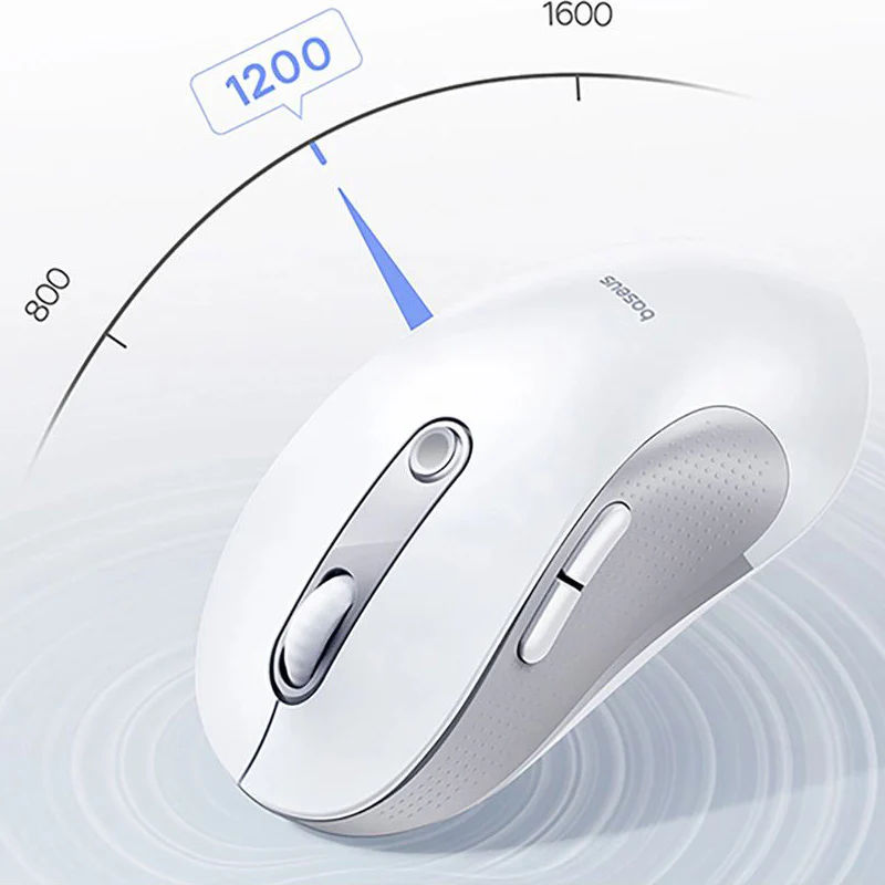 Ergonomische kabellose Maus, Baseus F02, Bluetooth 5.3, 1600 DPI, Weiß-Grau - Image 3