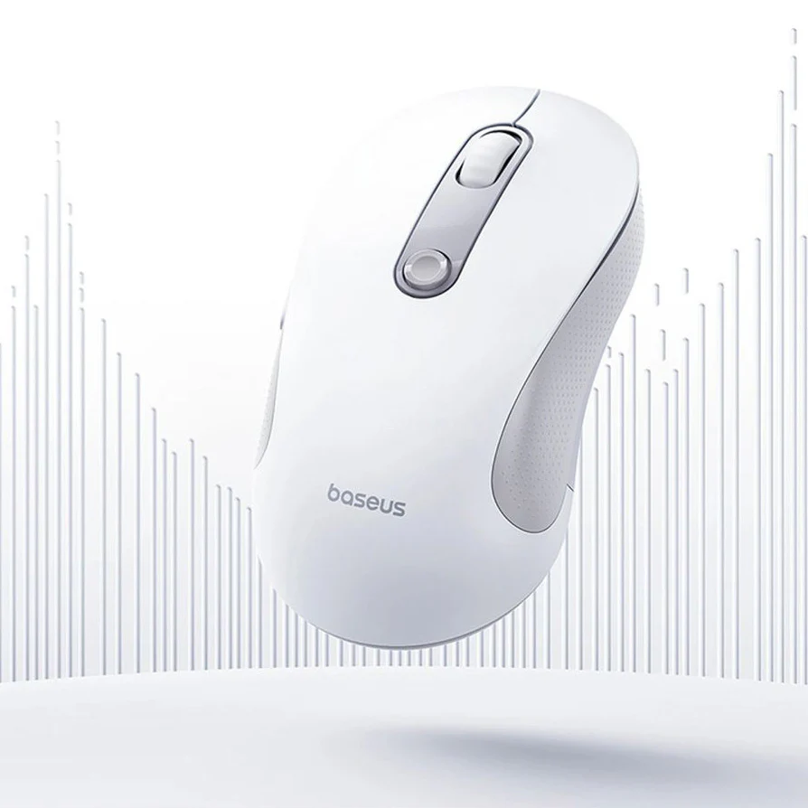 Ergonomische kabellose Maus, Baseus F02, Bluetooth 5.3, 1600 DPI, Weiß-Grau - Image 6