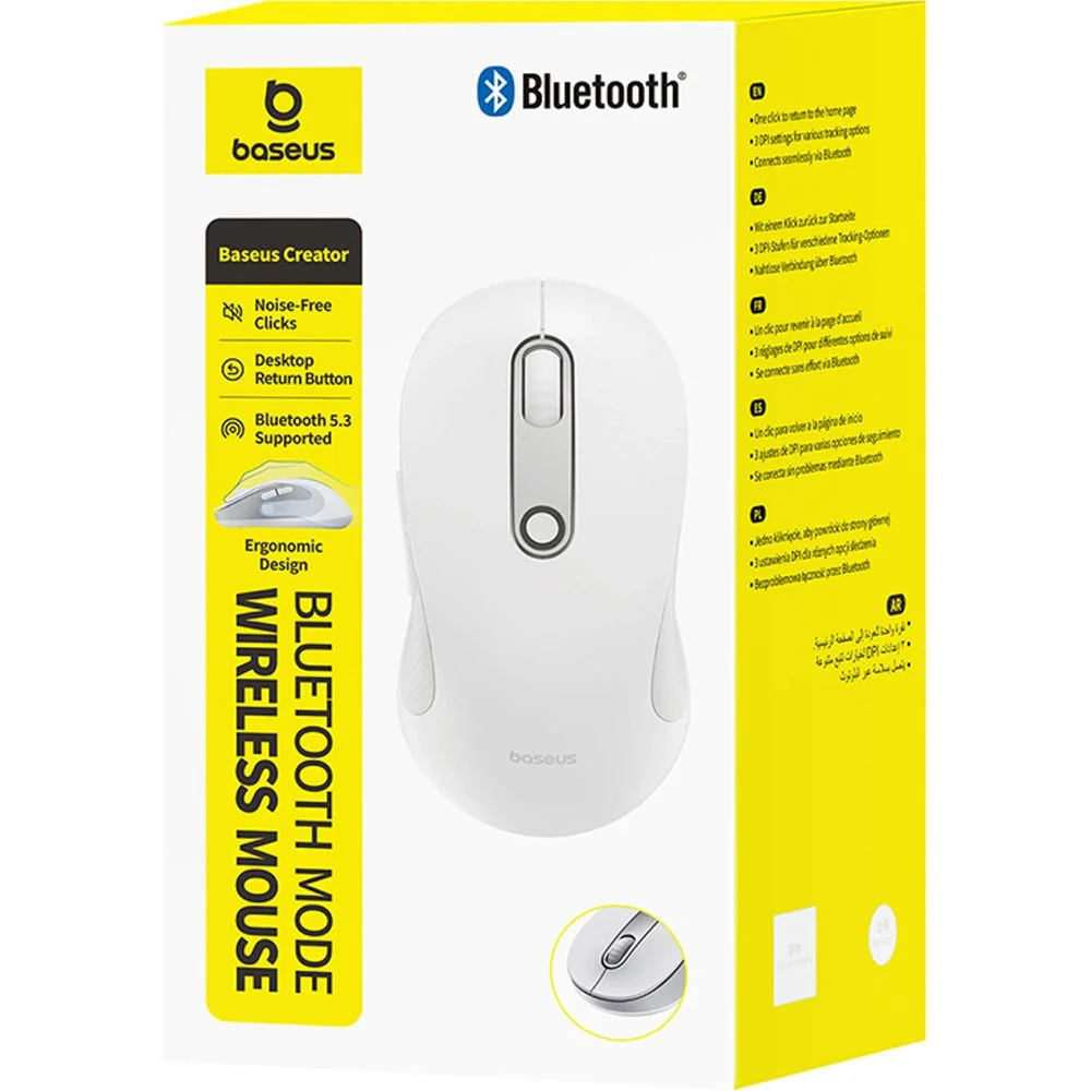 Ergonomische kabellose Maus, Baseus F02, Bluetooth 5.3, 1600 DPI, Weiß-Grau - Image 9