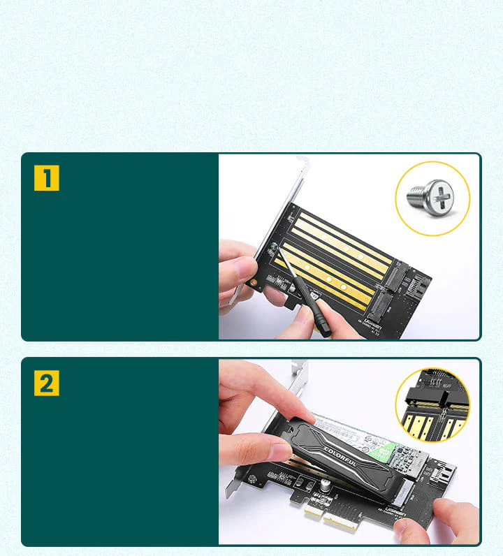 Erweiterungskarte, Adapter PCIe 3.0 x4 für M.2 NVMe M-Key / B-Key, Ugreen CM302, Schwarz - Image 8