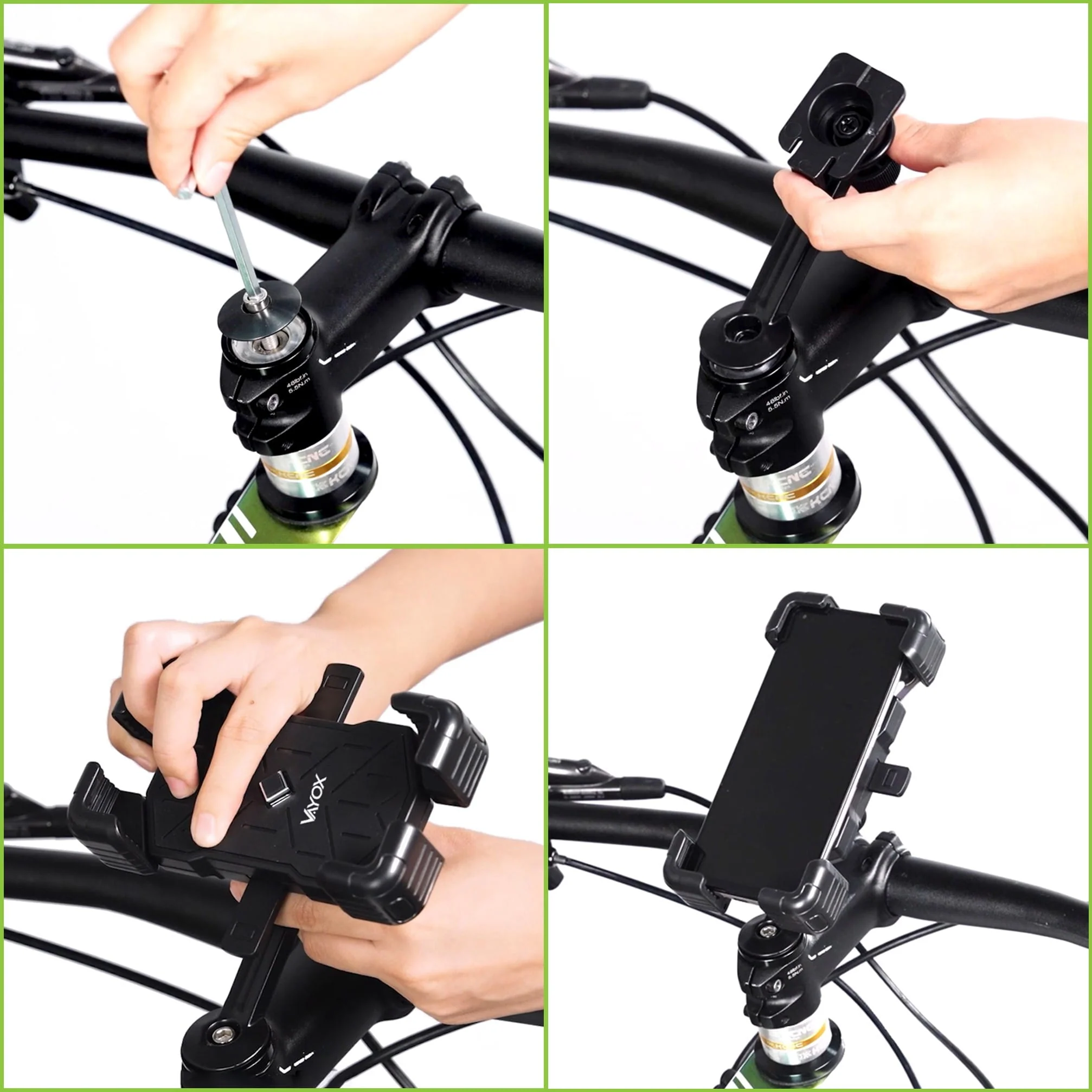 Fahrrad-/Motorradhalterung für Handy am Lenker, Vayox VA0344, Schwarz - Image 14