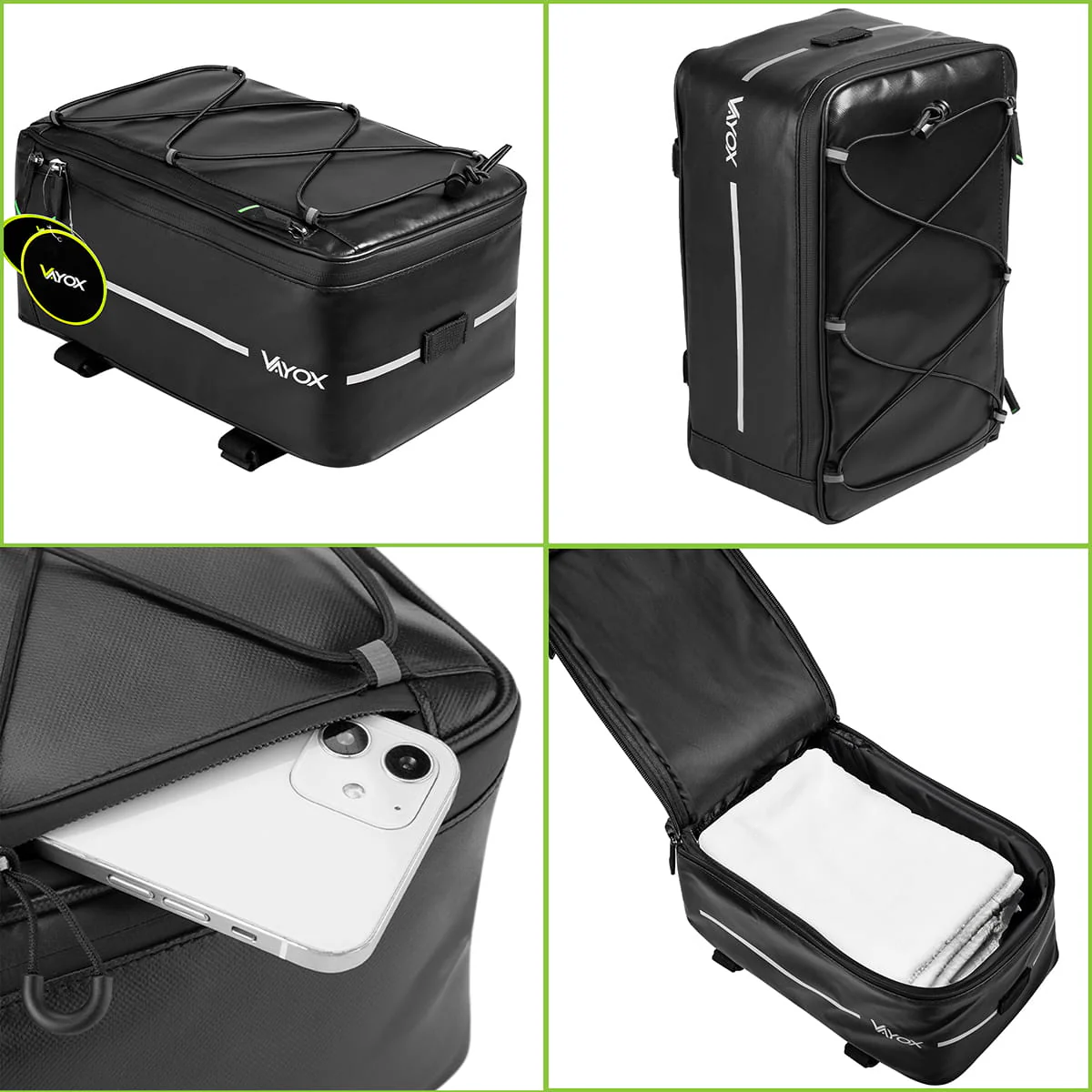 Fahrradtasche für Gepäckträger, Vayox VA0166 8L, Schwarz - Image 5