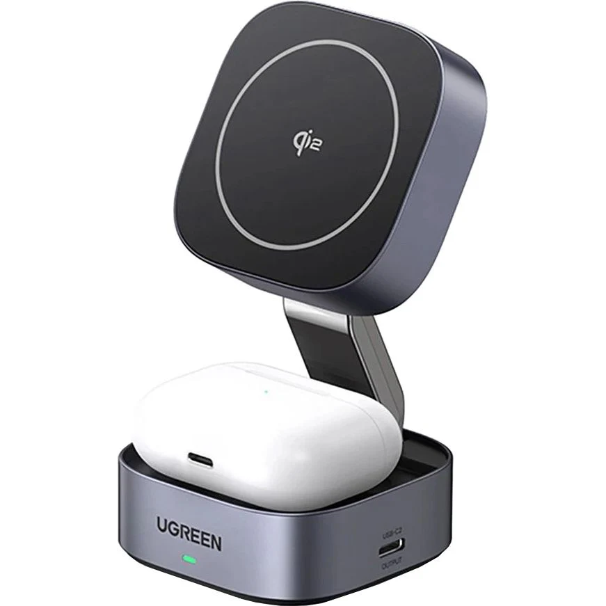 Faltbares induktives Ladegerät, Reise 2-in-1 15W mit MagSafe, Qi2, USB-C, Ugreen W702, Grau - Image 5
