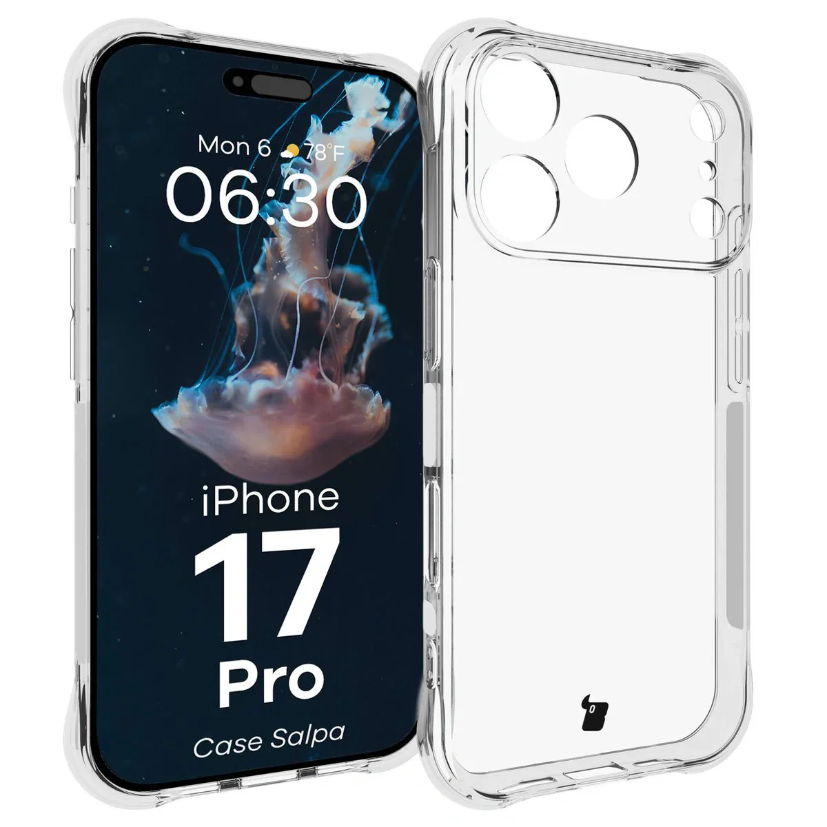 Flexible Handyhülle für iPhone 17 Pro, Bizon Case Salpa, Transparent