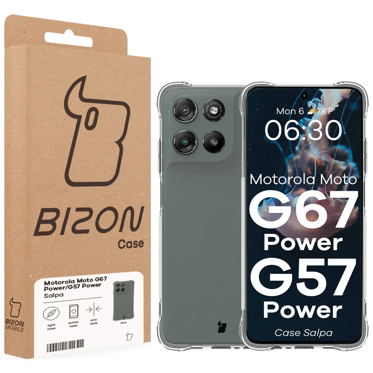Flexible Handyhülle für Motorola Moto G57 Power / G67 Power, Bizon Case Salpa, Transparent - Image 7