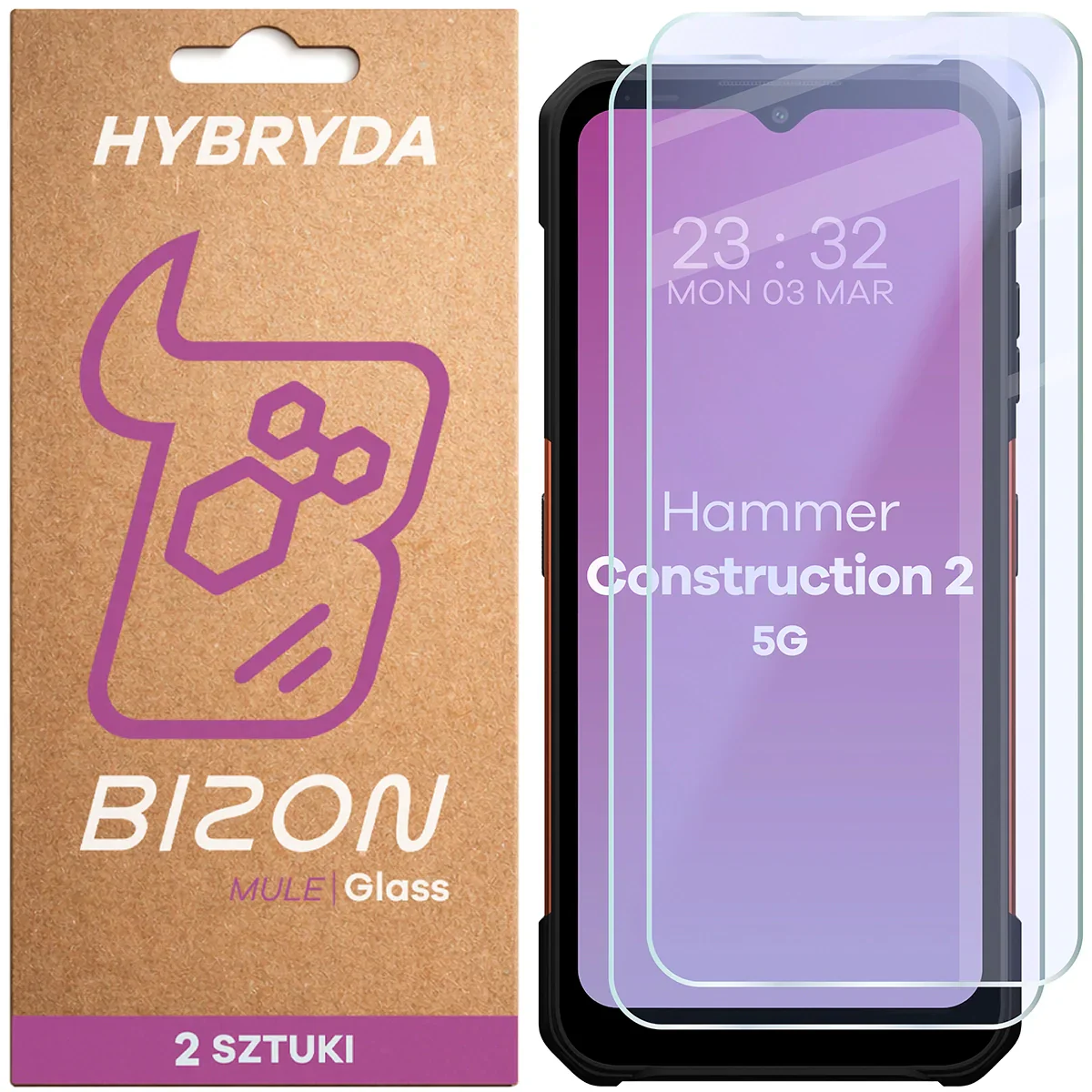 Flexibles Hybridglas für HAMMER Construction 2 5G / Military Edition / Thermal 5G / Thermal 5G Military Edition, Bizon Glass Mule Duo, 2 Stück