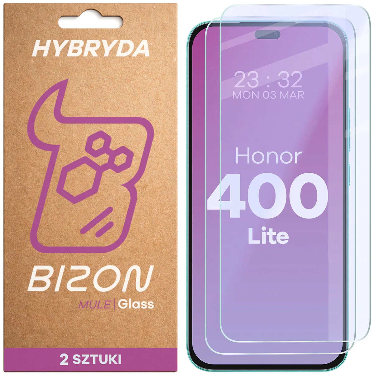 Flexibles Hybridglas für Honor 400 Lite, Bizon Glass Mule Duo, 2 Stück