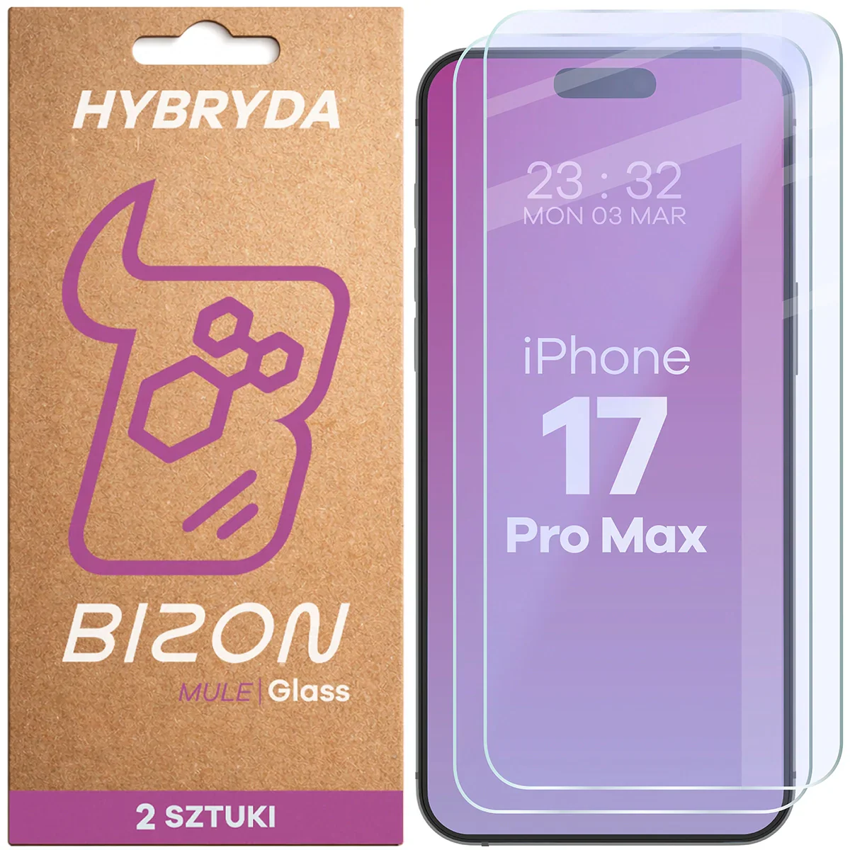 Flexibles Hybridglas für iPhone 17 Pro Max, Bizon Glass Mule Duo, 2 Stück