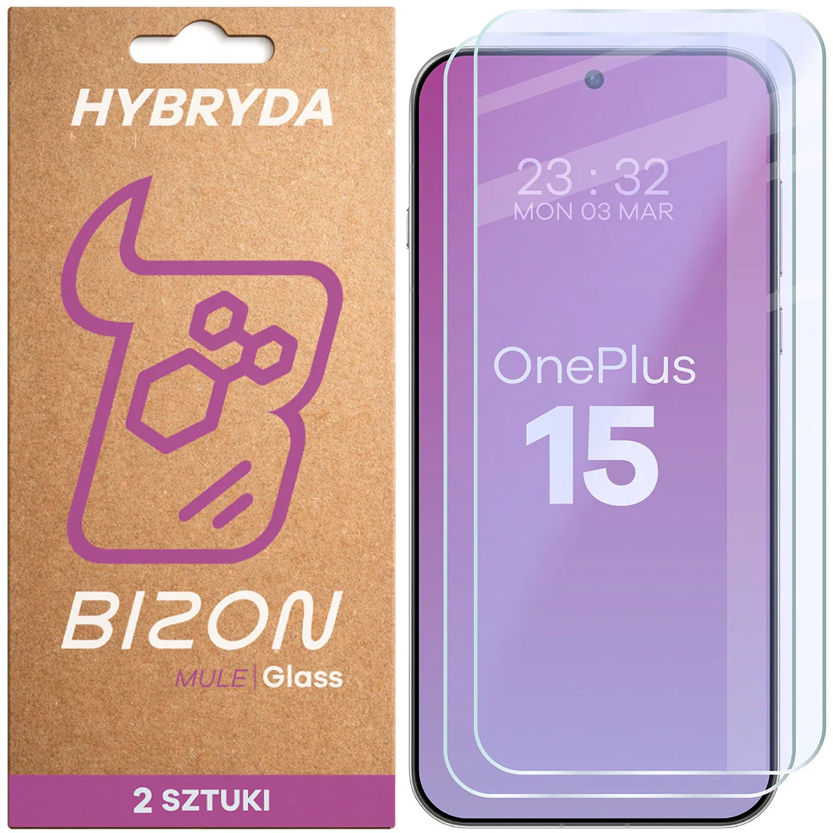 Flexibles Hybridglas für OnePlus 15, Bizon Glass Mule Duo, 2 Stück
