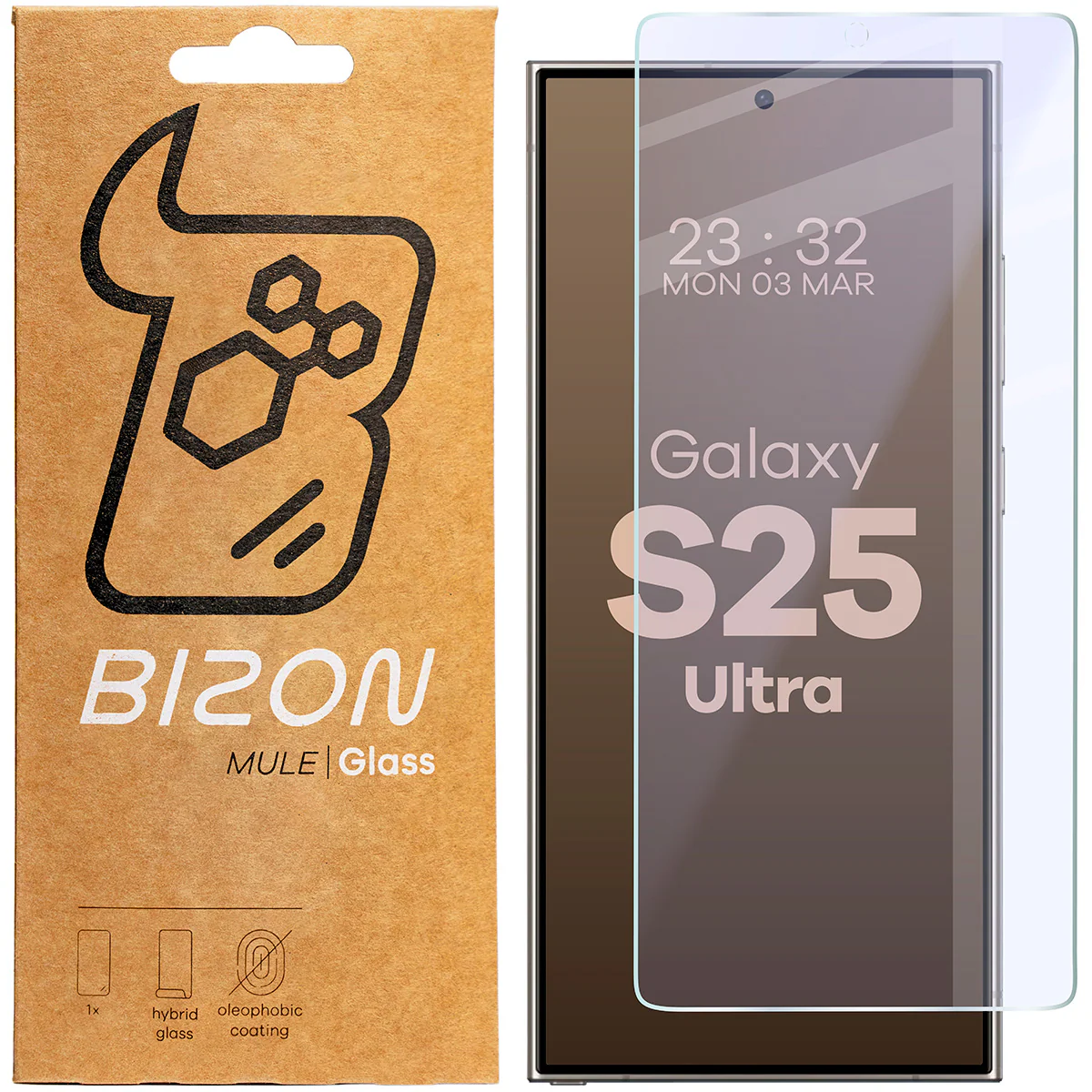 Flexibles Hybridglas für Galaxy S25 Ultra, Bizon Glass Mule