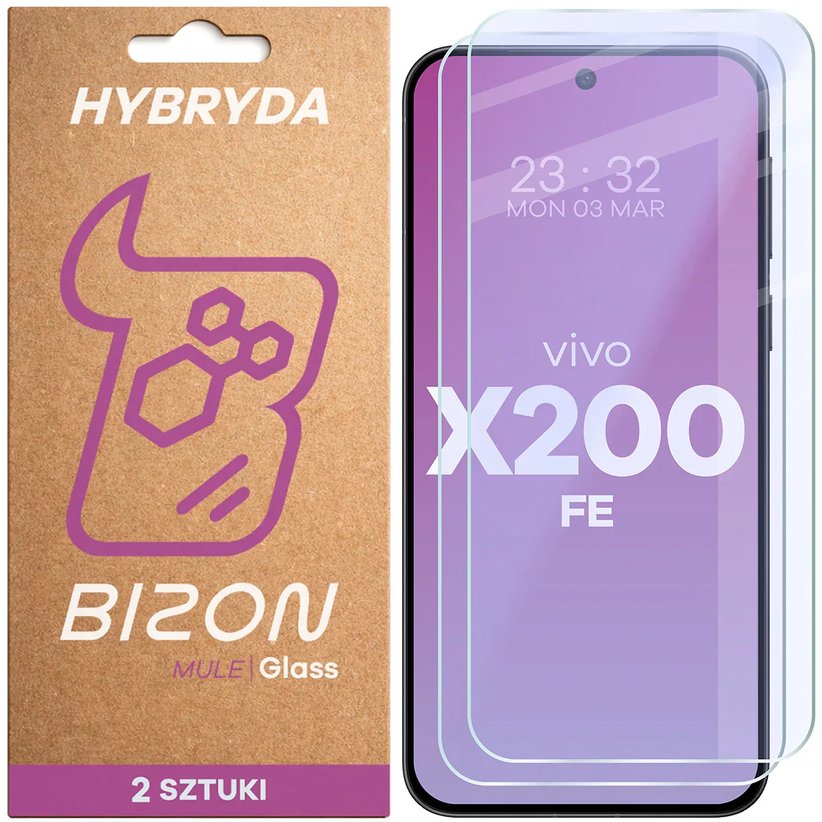 Flexibles Hybridglas für Vivo X200 FE, Bizon Glass Mule Duo, 2 Stück