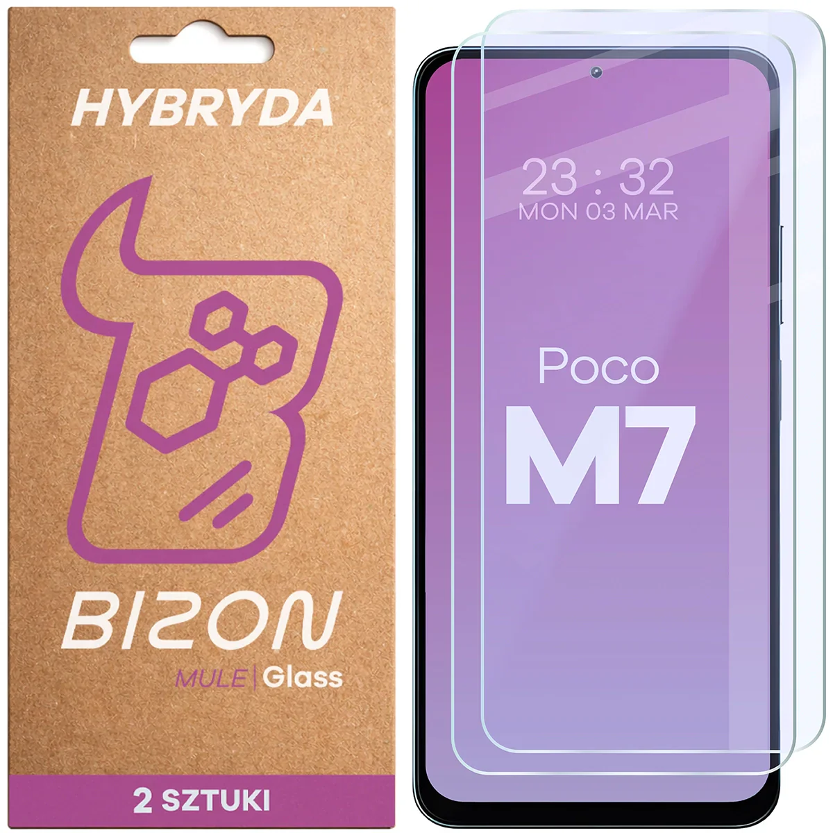 Flexibles Hybridglas für Xiaomi POCO M7 5G, Bizon Glass Mule Duo, 2 Stück