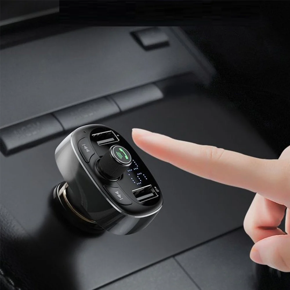 FM-Transmitter mit Bluetooth / Autoladegerät, 2x USB-A, TF / microSD, Baseus S-09, Schwarz - Image 10