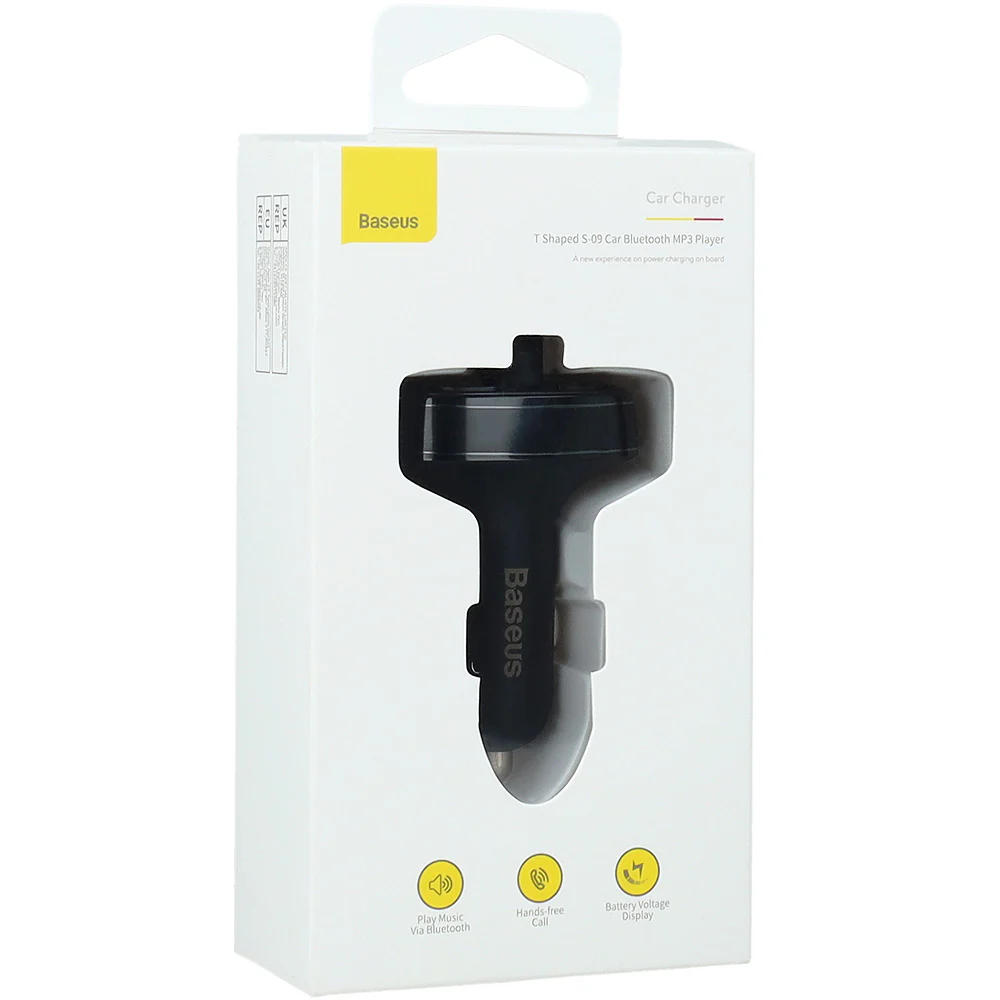 FM-Transmitter mit Bluetooth / Autoladegerät, 2x USB-A, TF / microSD, Baseus S-09, Schwarz - Image 11