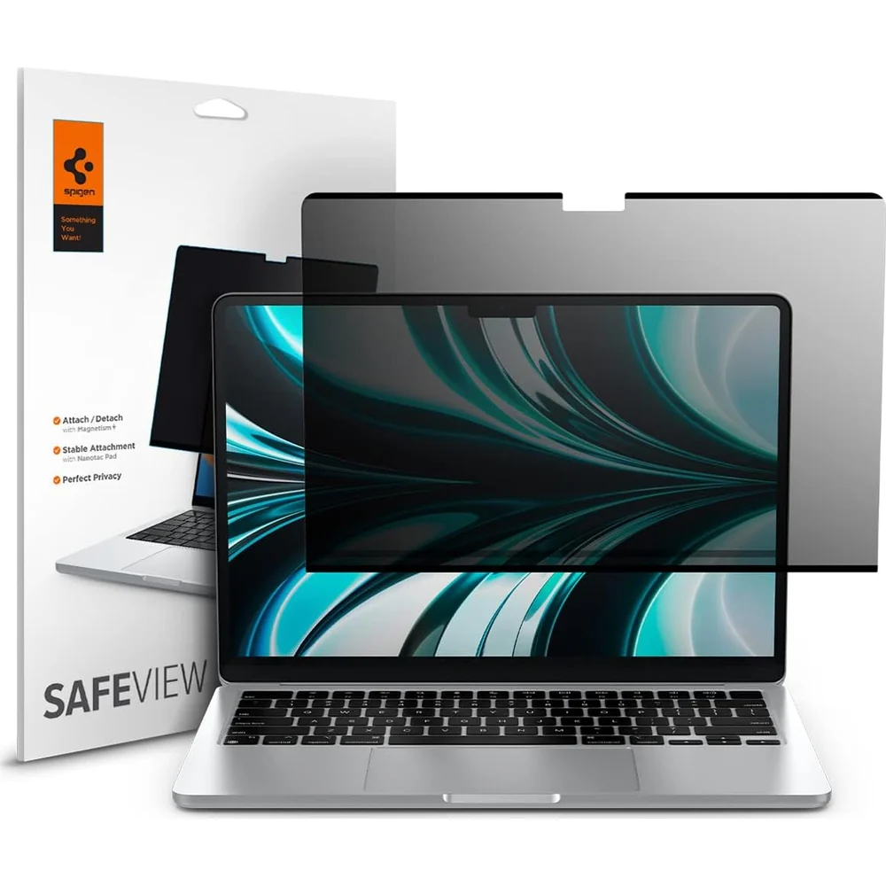 Folie mit Sichtschutzfilter für MacBook Air 13.6" M4 / M3 / M2, Spigen SafeView Privacy Filter
