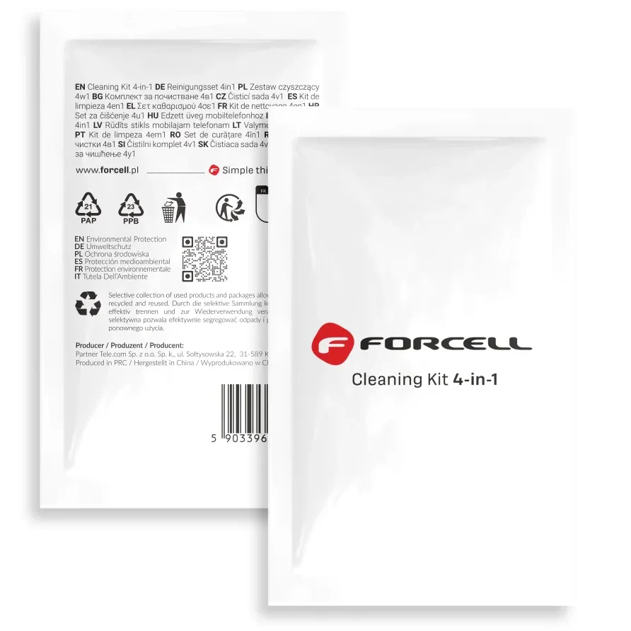Forcell LCD 4-in-1 Reinigungsset für Bildschirme – Feucht- und Trockentuch, Spatel, Sticker - Image 2