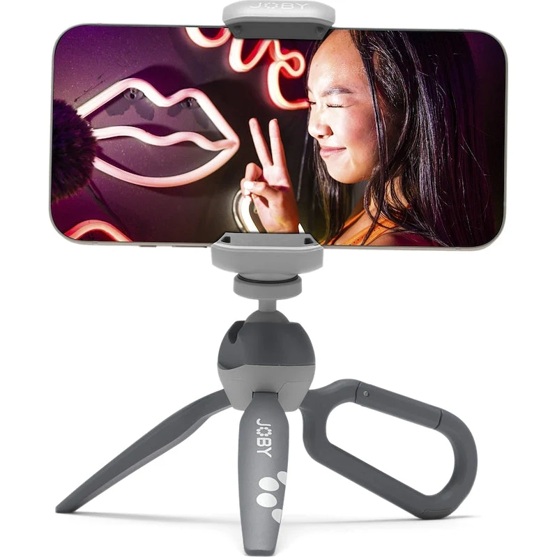 Fotostativ Joby HandyPod Clip mit Smartphone-Klammer und eingebautem Karabiner, Grau