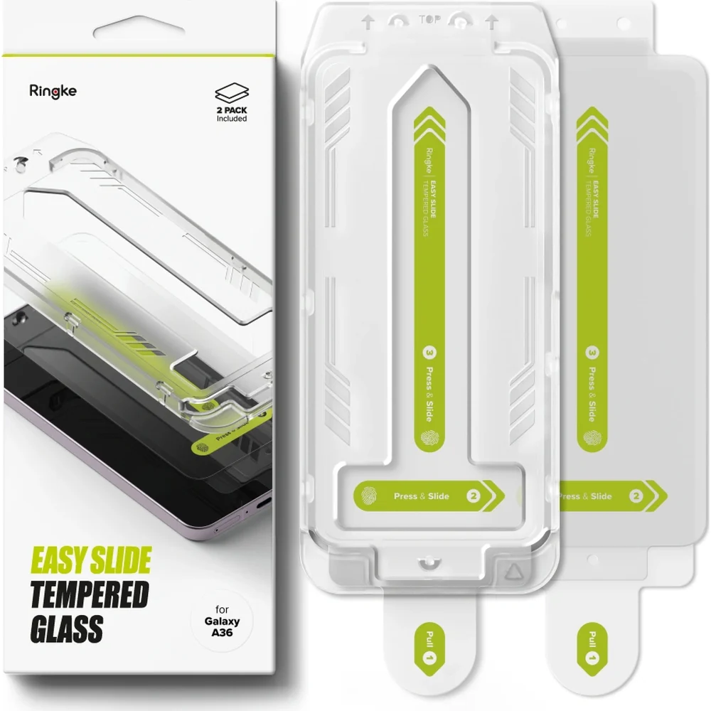 Gehärtetes Bildschirmglas mit Applikator für Galaxy A36 5G, Ringke Easy Slide, Transparent, 2 Stück - Image 7
