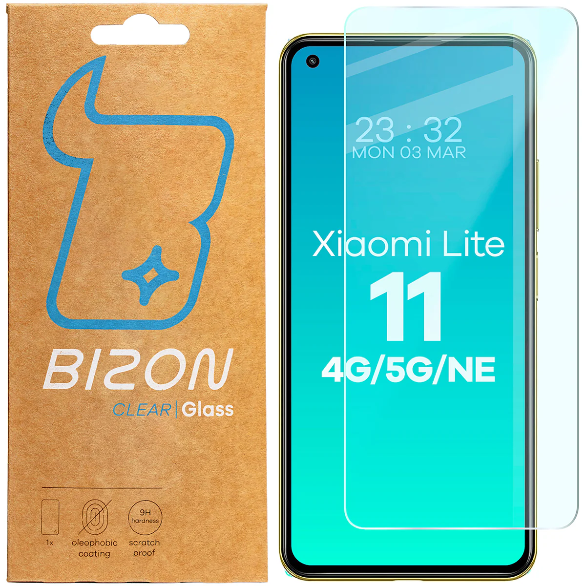 Gehärtetes Glas für Xiaomi Mi 11 Lite 4G/5G/NE, Bizon Glass Clear