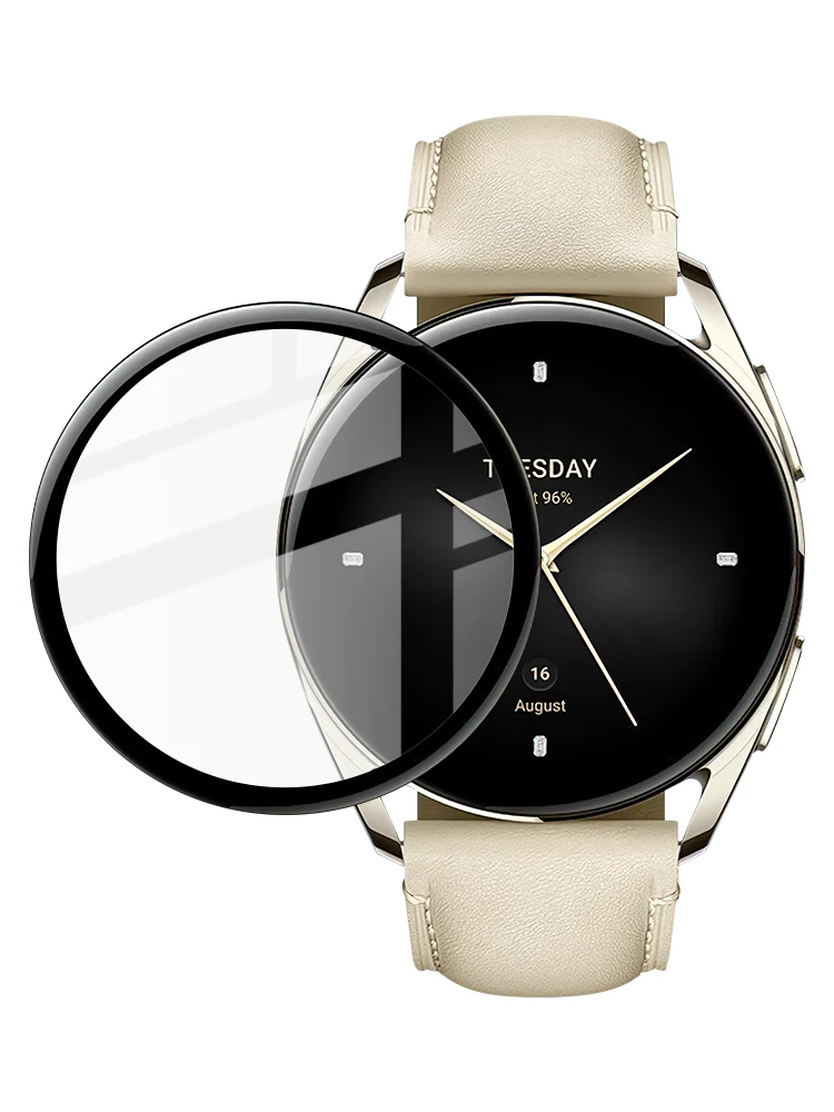 Gehärtetes Glas Bizon Glass Edge für Xiaomi Watch S2 42 mm, Schwarz - Image 4