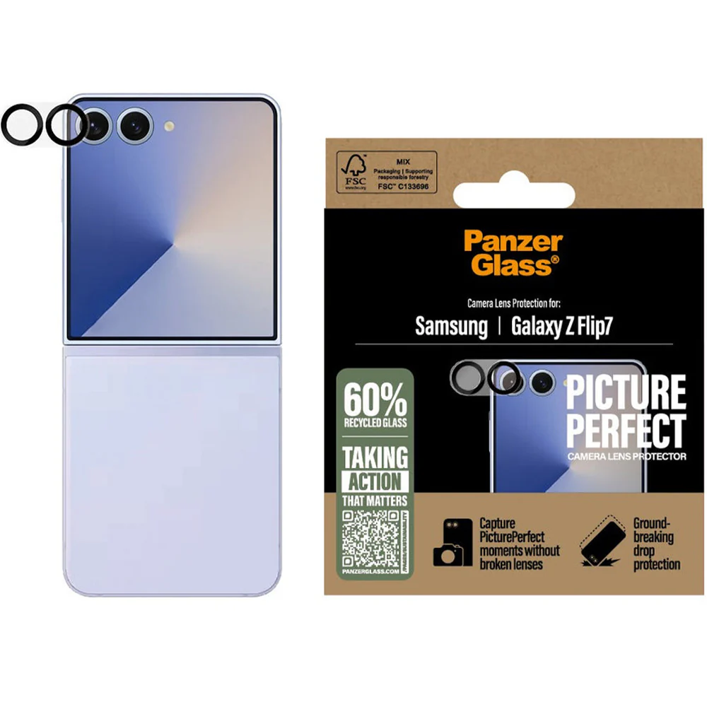 Gehärtetes Glas für die Kamera für Galaxy Z Flip7, PanzerGlass PicturePerfect Camera Lens Protector, Schwarz-Transparent - Image 4