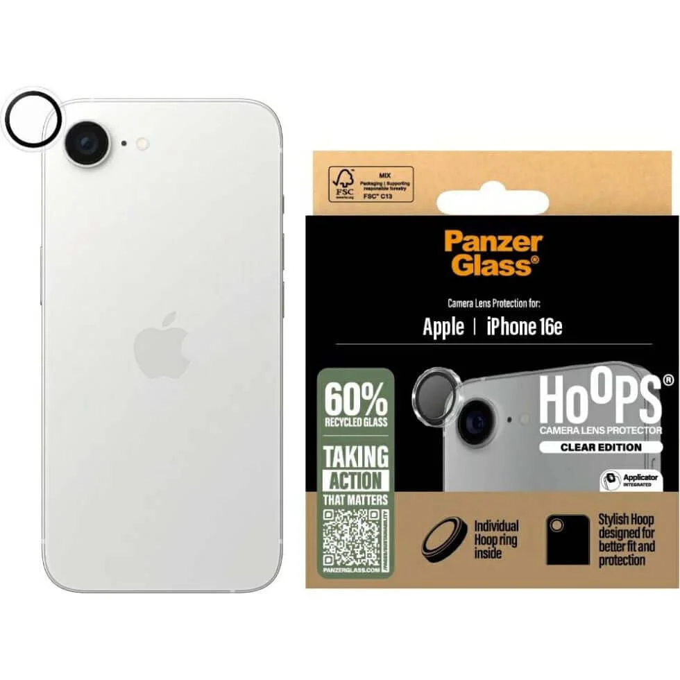 Gehärtetes Glas für die Kamera mit Applikator für iPhone 17e / 16e, PanzerGlass Hoops Camera, Transparent - Image 2