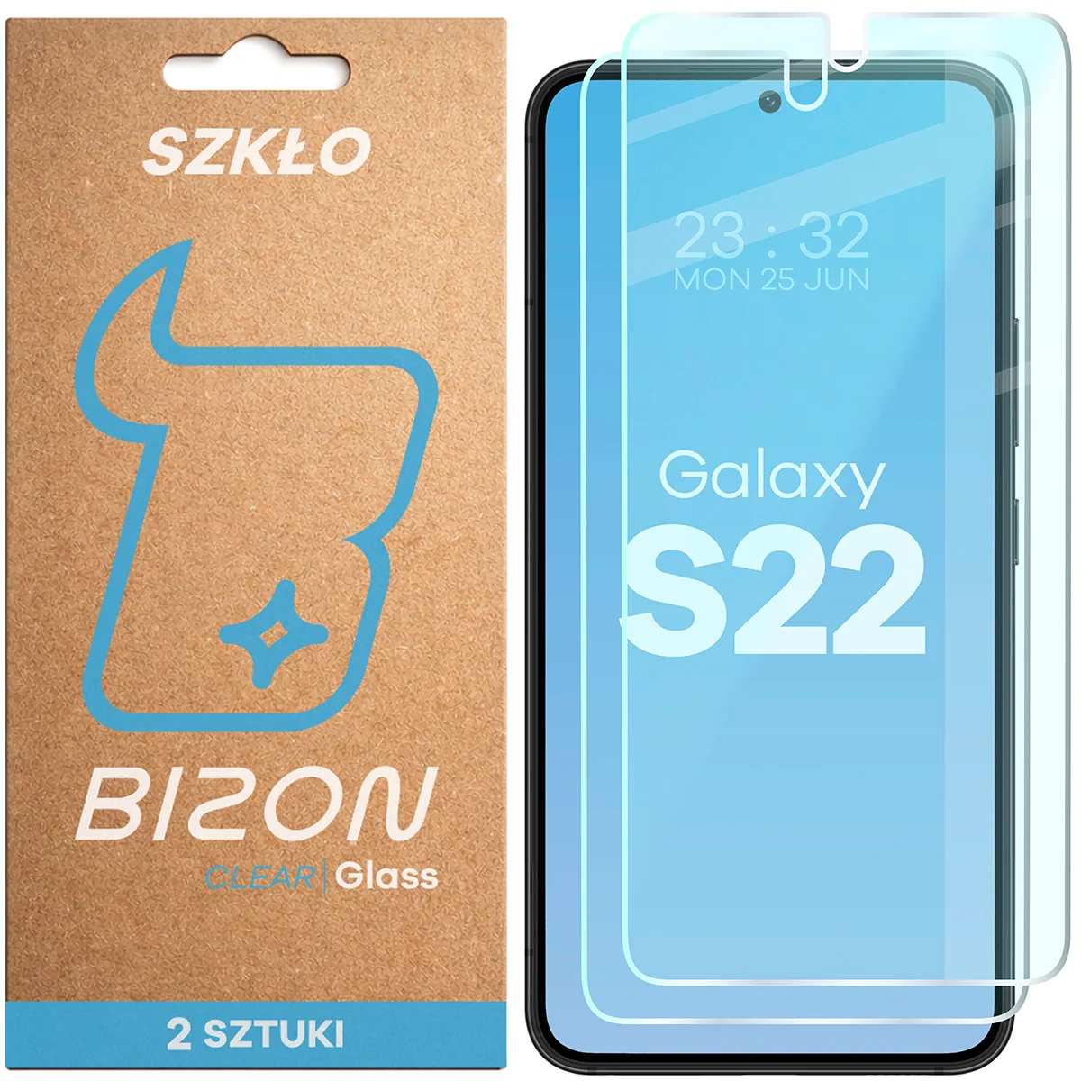 Gehärtetes Glas für Galaxy S22, Bizon Glass Clear Duo, 2 Stück