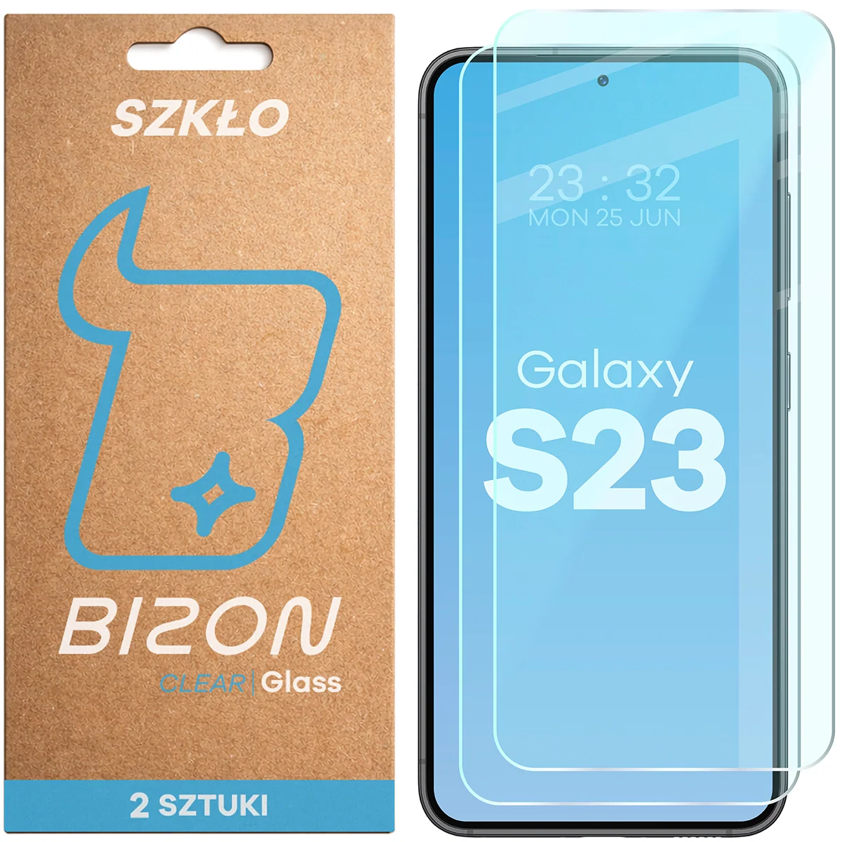 Gehärtetes Glas für Galaxy S23, Bizon Glass Clear Duo, 2 Stück