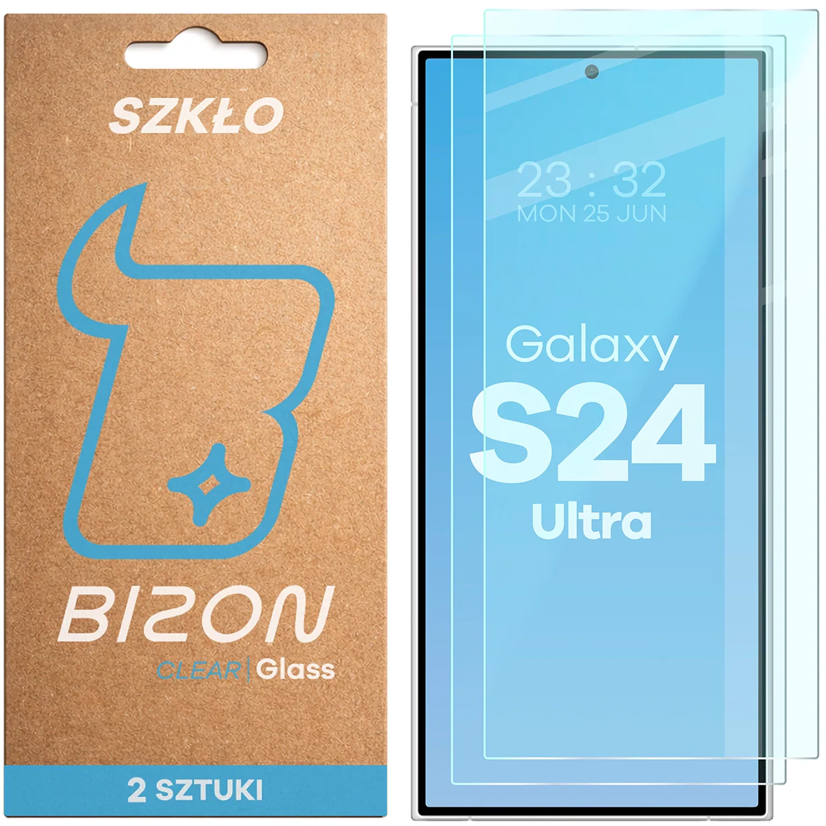 Gehärtetes Glas für Galaxy S24 Ultra, Bizon Glass Clear Duo, 2 Stück