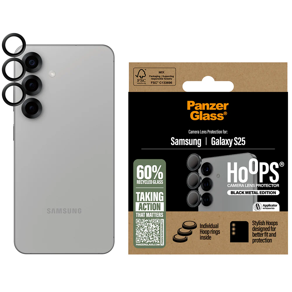 Gehärtetes Glas für Galaxy S25, PanzerGlass Hoops Camera, Schwarz - Image 2