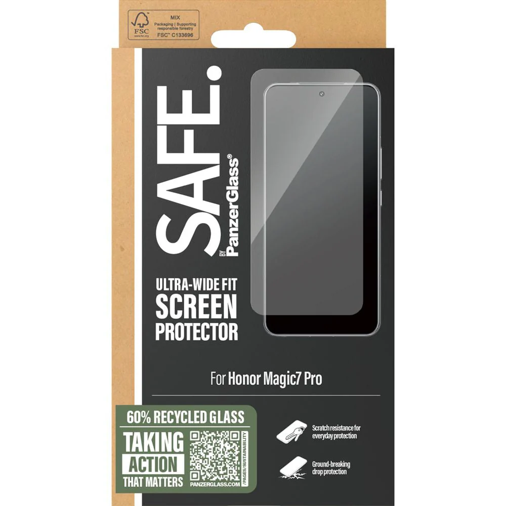 Gehärtetes Glas für Honor Magic7 Pro, SAFE by PanzerGlass Ultra-Wide Fit, Schwarzer Rahmen - Image 4