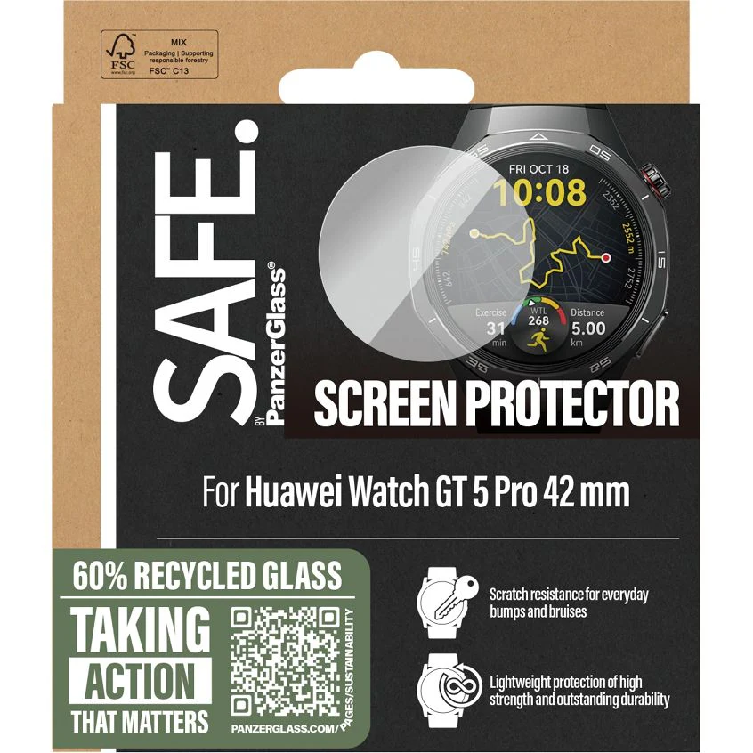 Gehärtetes Glas für Huawei Watch GT 5 Pro 42 mm, SAFE by PanzerGlass Ultra-Wide Fit - Image 4