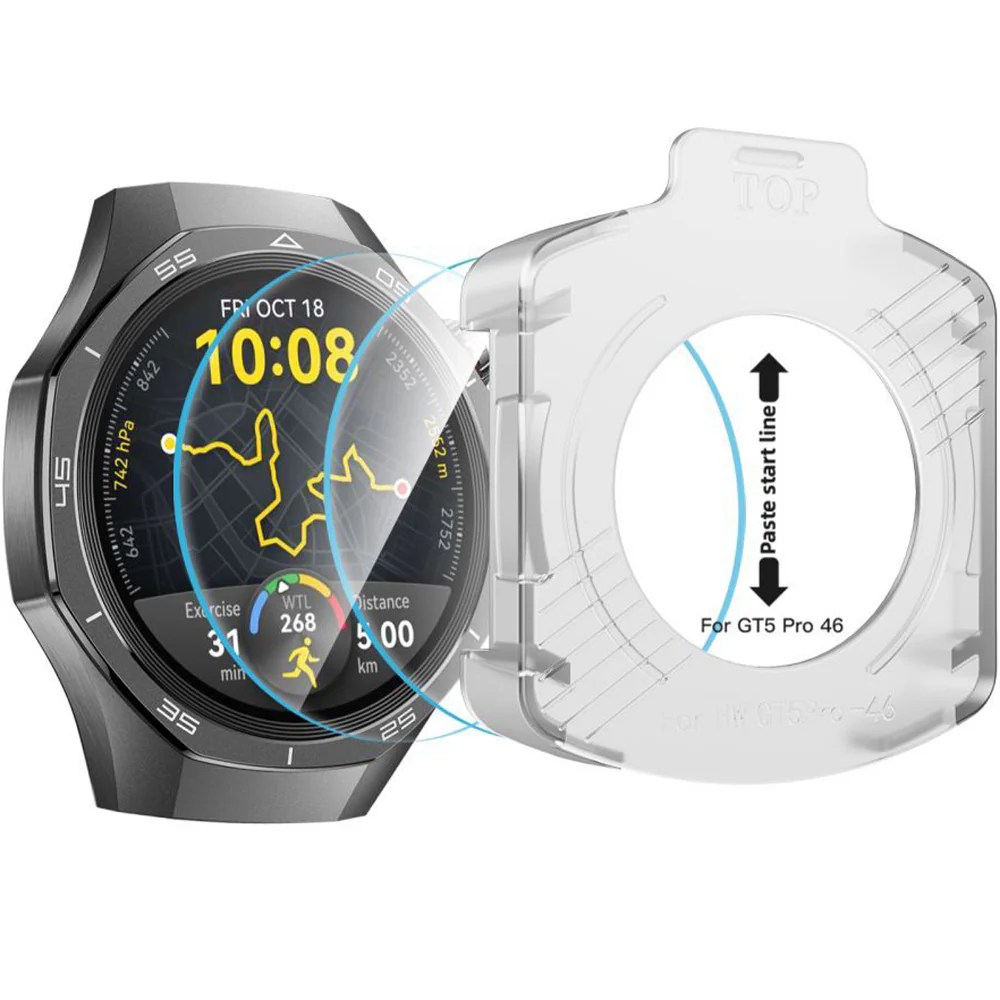 Gehärtetes Glas für Huawei Watch GT 5 Pro 46mm, Tech-Protect Easy Set Plus, mit Applikator, 2 Stück