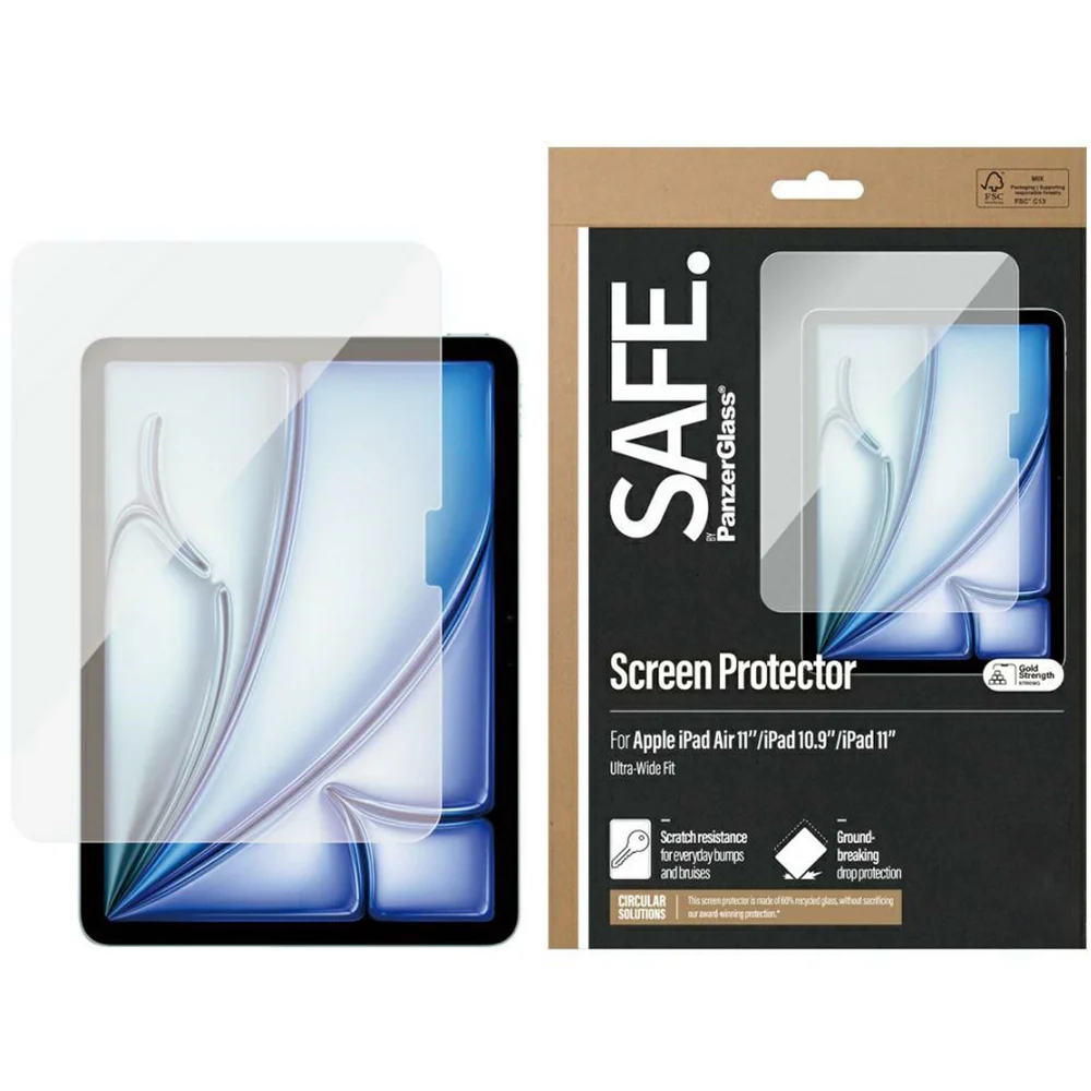 Gehärtetes Glas für iPad Air 11" M4/M3/M2 / iPad 11" 2025/2022, SAFE by PanzerGlass Ultra-Wide Fit - Image 2