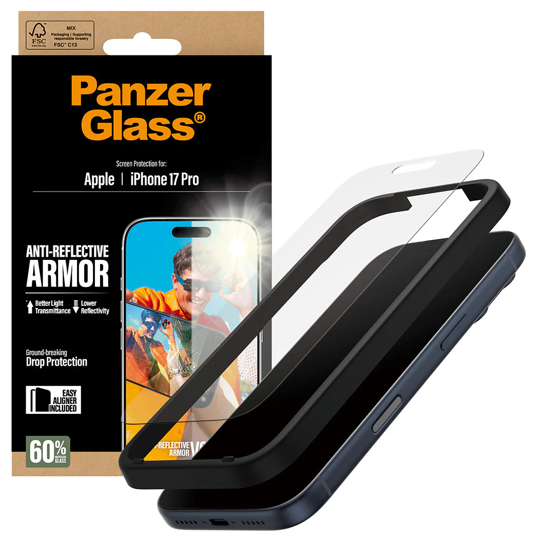 Gehärtetes Glas für iPhone 17 Pro, PanzerGlass Anti-Reflective Armor EasyAligner