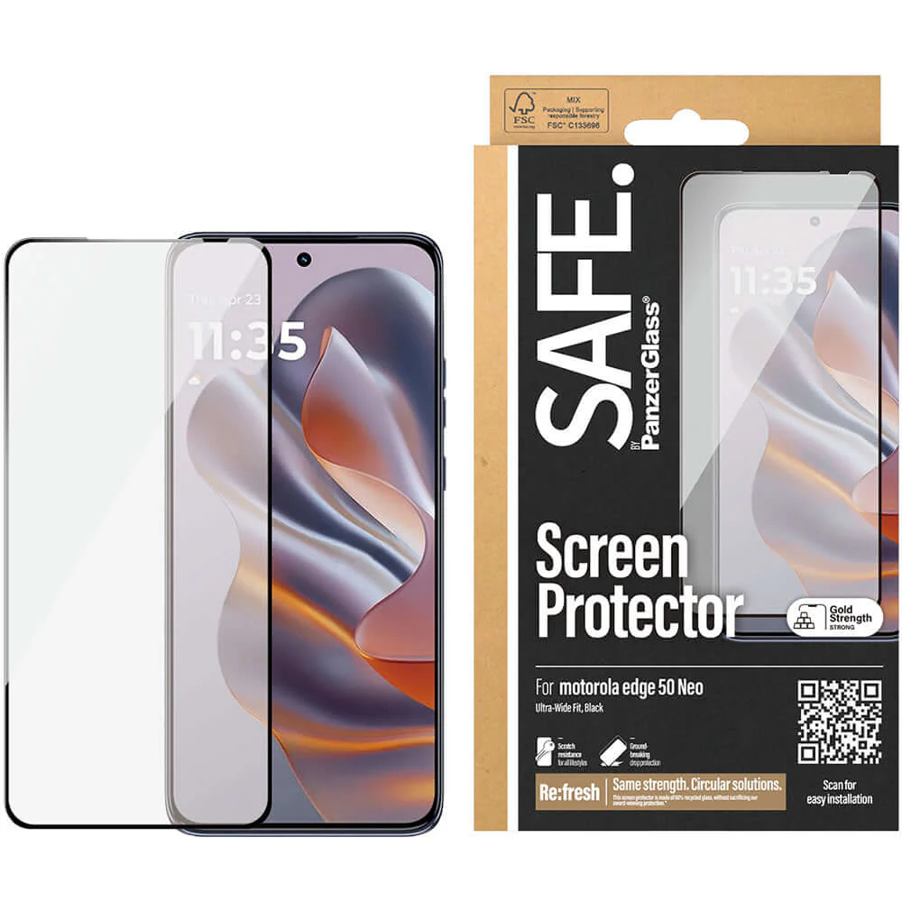 Gehärtetes Glas für Motorola Edge 50 Neo, Safe by PanzerGlass Ultra-Wide Fit, Schwarzer Rahmen - Image 2