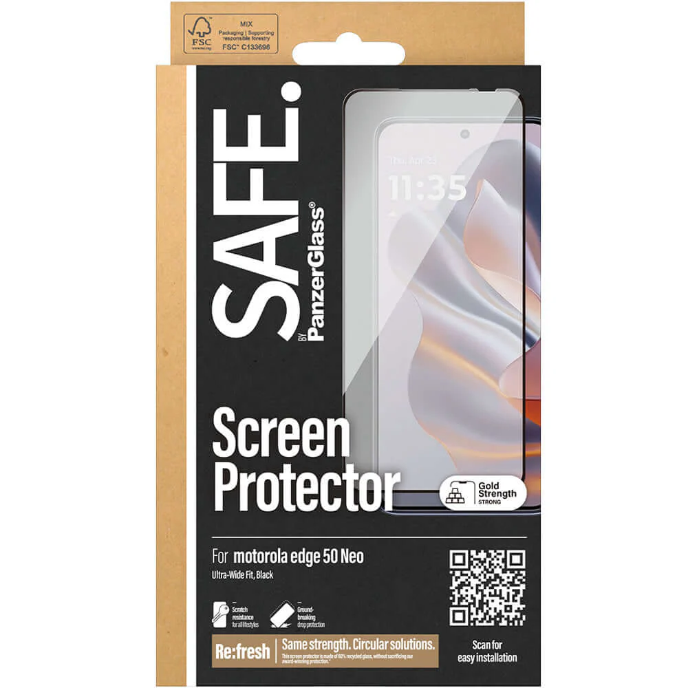 Gehärtetes Glas für Motorola Edge 50 Neo, Safe by PanzerGlass Ultra-Wide Fit, Schwarzer Rahmen - Image 5
