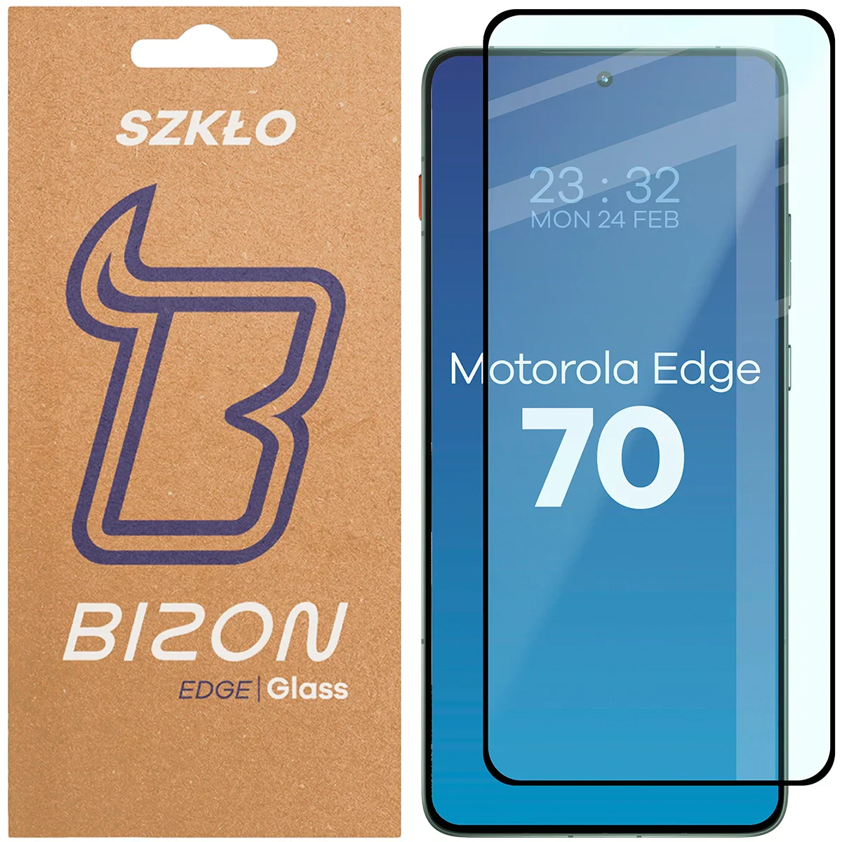 Gehärtetes Glas für Motorola Edge 70, Bizon Glass Edge, Schwarzer Rahmen