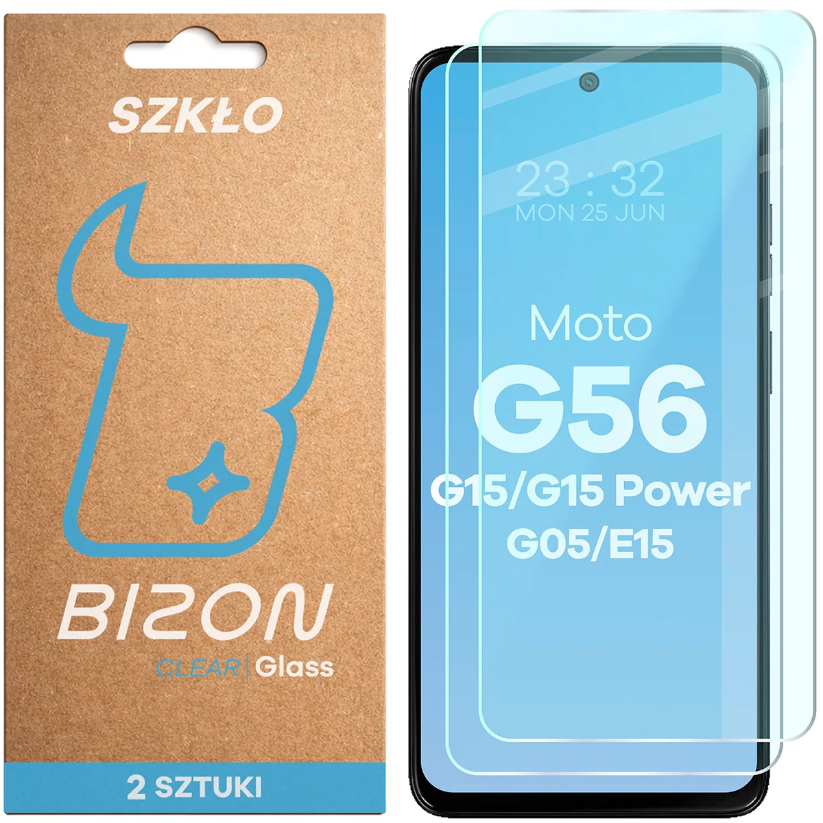 Gehärtetes Glas für Motorola Moto G15 / G15 Power / G05 / E15 / G56 5G, Bizon Glass Clear Duo, 2 Stück