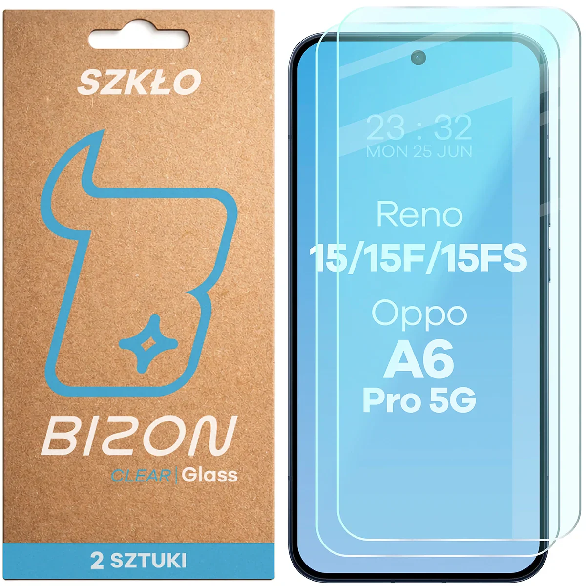 Gehärtetes Glas für Oppo Reno 15 / 15 F / 15 FS / A6 Pro 5G, Bizon Glass Clear Duo, 2 Stück