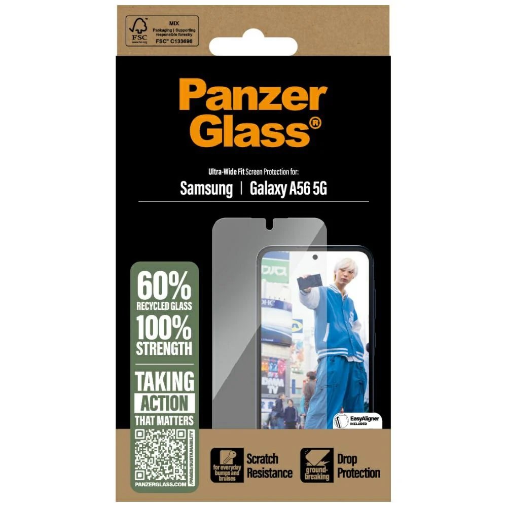 Gehärtetes Glas für Samsung Galaxy A56 5G PanzerGlass Ultra-Wide Fit, Transparent - Image 4