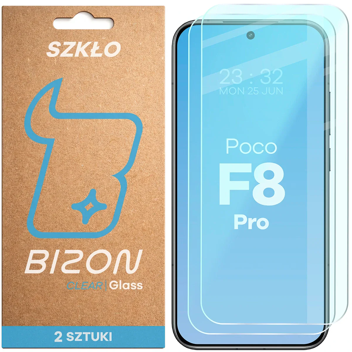 Gehärtetes Glas für Xiaomi POCO F8 Pro, Bizon Glass Clear Duo, 2 Stück