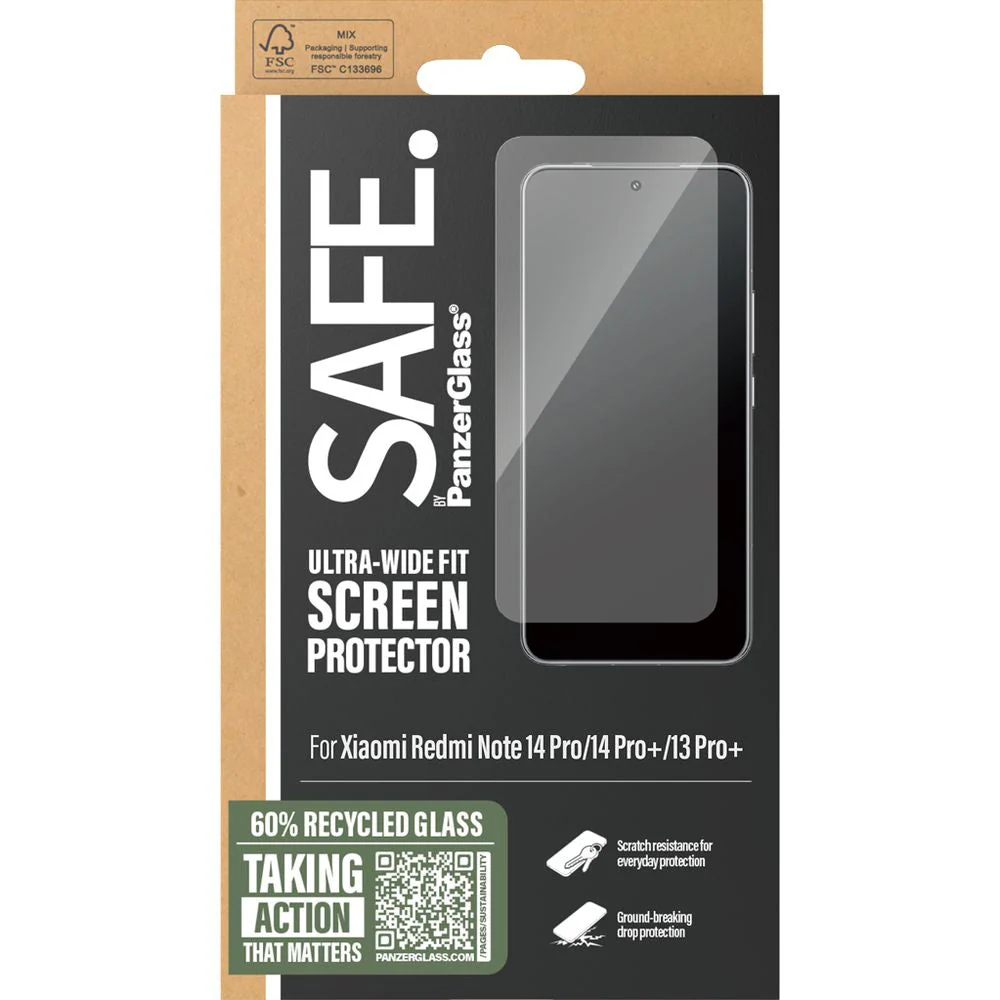 Gehärtetes Glas für Xiaomi Redmi Note 14 Pro / 14 Pro Plus / 13 Pro Plus, SAFE by PanzerGlass Ultra-Wide Fit, Schwarzer Rahmen - Image 4